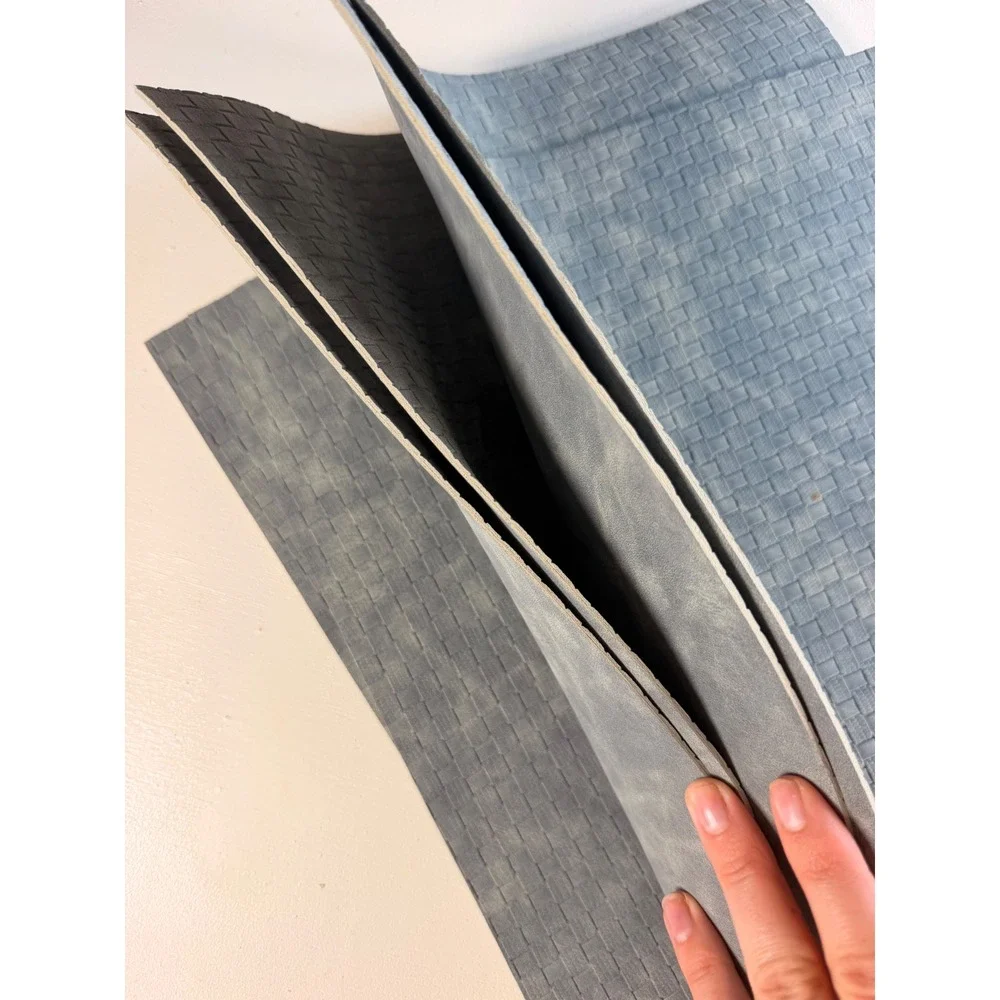 Faux Leather placemats OS Slate Blue Grey Y2K Woven Textured 4pc Set